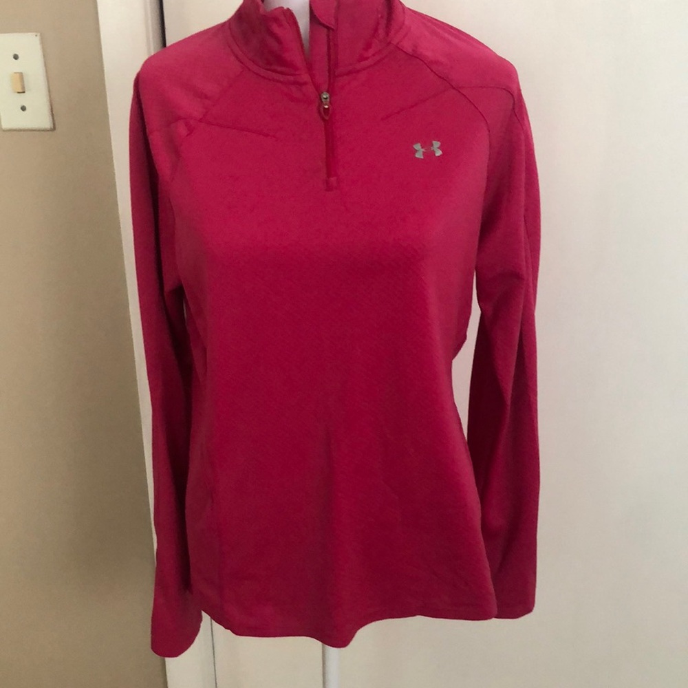Pink quarter-zip athletic top